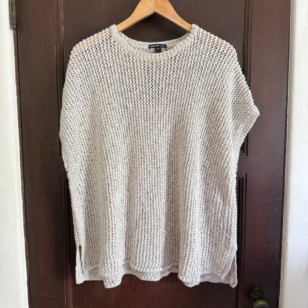 JAMES PERSE | Cotton Linen Chunky Knit Open Knit Sleeveless Sweater Vest Small